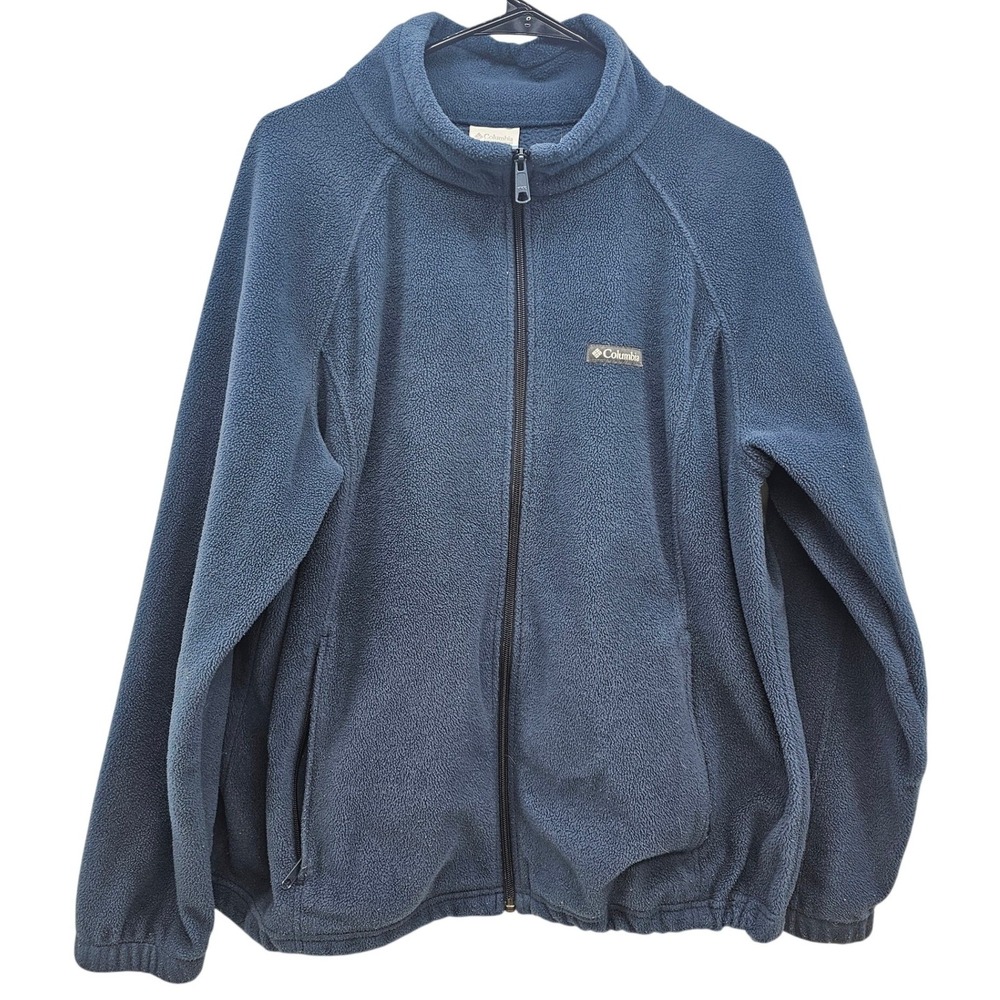 Columbia Mens Blue Full Zip Fleece Jacket Mock Neck WW6439 Size 2X